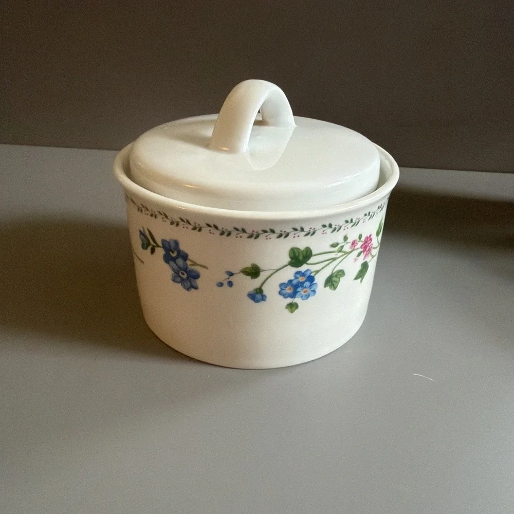 Vintage 1993 Farberware Stoneware English Garden 225 A Creamer & Sugar Bowl